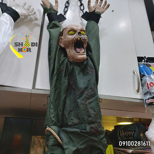 عروسک هالووین زامبی آویزان متحرک سنسور دار ویبره فروش عمده